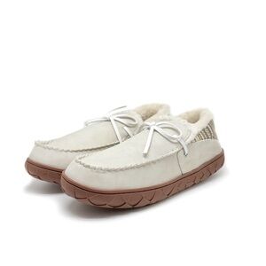 Flojos Gracias Ivory Plush Slip-Ons Moccasin Style Slippers Size 12